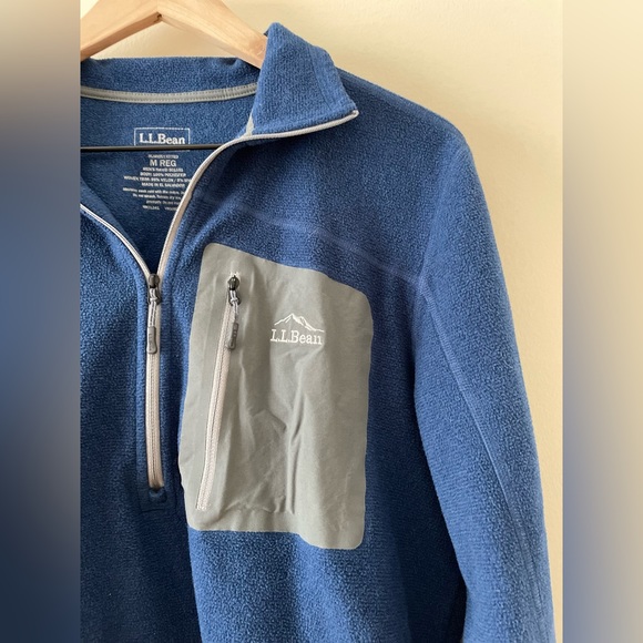 L.L. Bean North Ridge Fleece 1/4 Zip Blue Gray Mens Pullover Sweatshirt - Picture 3 of 4